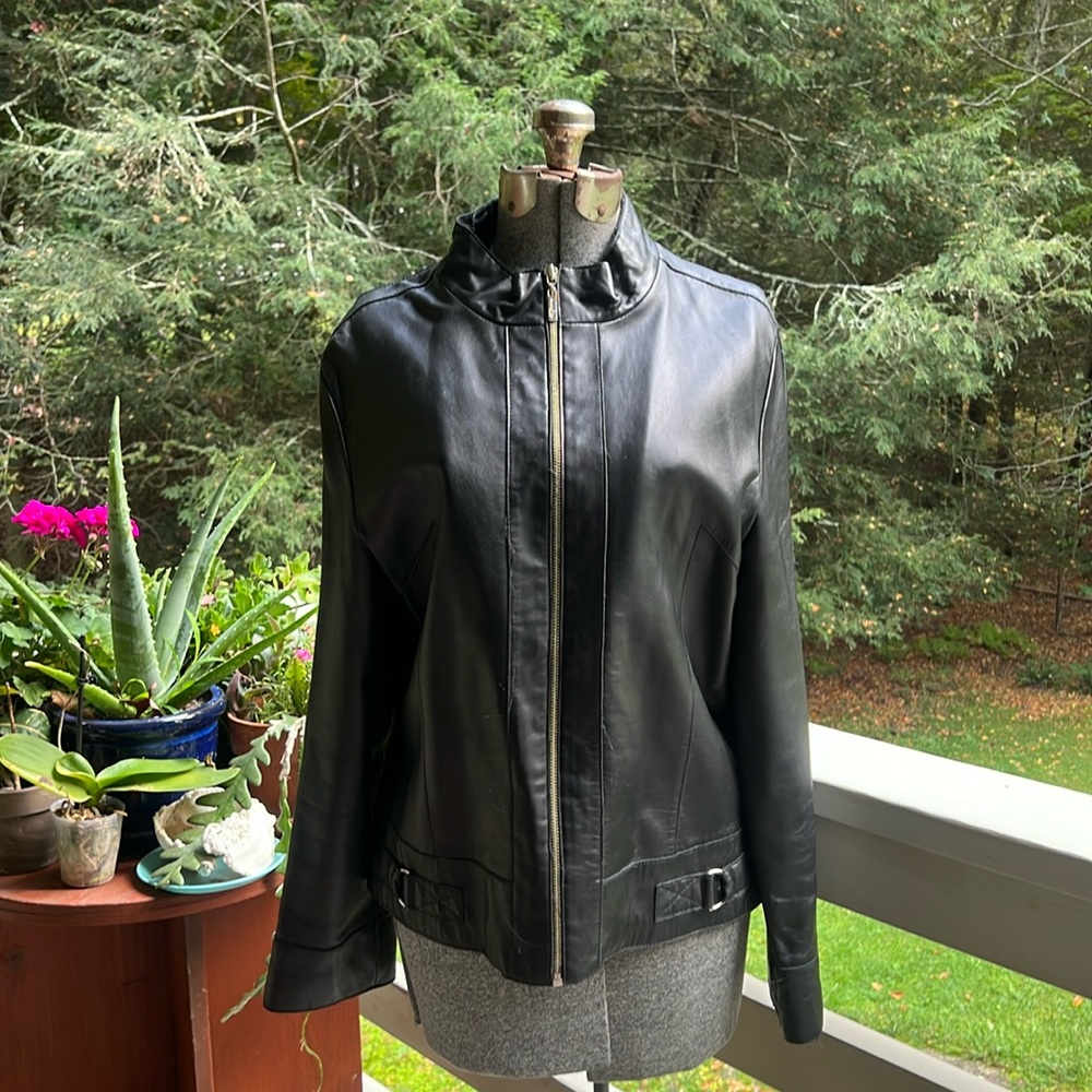 PASHA & JO Fitted Leather Jacket size L